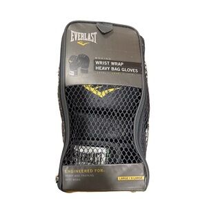 Everlast Black Wrist Wrap Heavy Bag Gloves L/XL EUC!